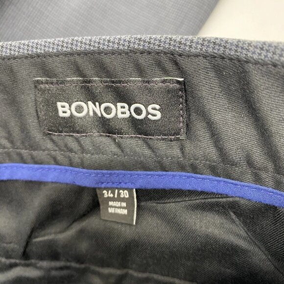NEW BONOBOS Men's Weekday Warrior Dress Pants Size 34 x 30 Soft Houndstooth Navy - Picture 2 of 13